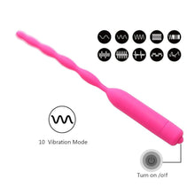 Load image into Gallery viewer, Hot Pink Vibrating Penis Plug BDSM
