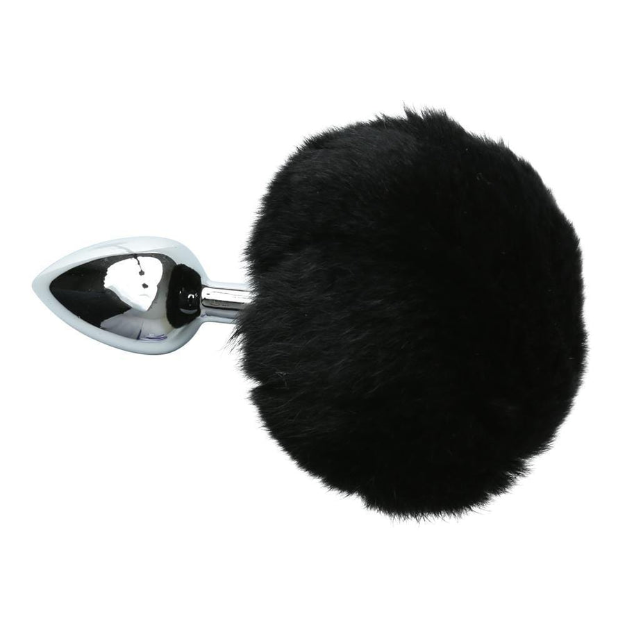 Black Stainless Steel Bunny Tail Plug BDSM, gallery view 2