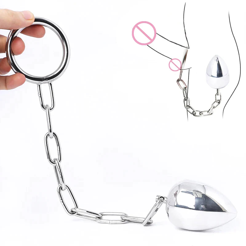 Stainless Steel Anal Plug With Cock Ring product view