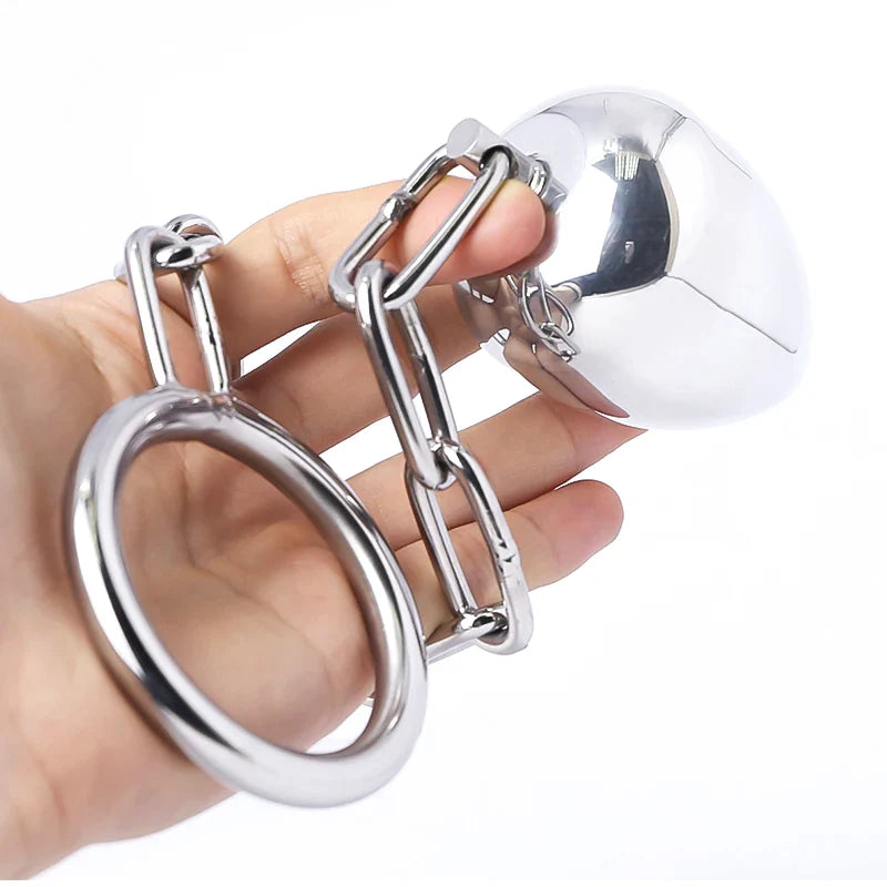 Stainless Steel Anal Plug With Cock Ring, gallery view 4