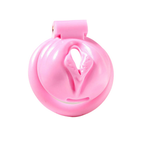 Pink Pussy Shaped Resin Chastity Cage