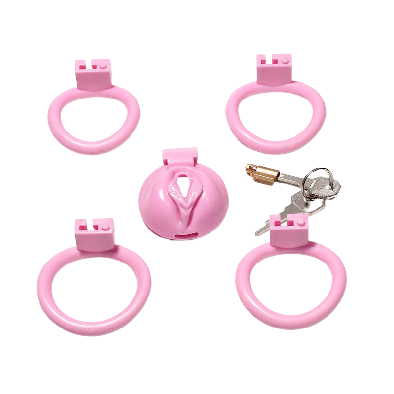 Pink Pussy Shaped Resin Chastity Cage, gallery view 2