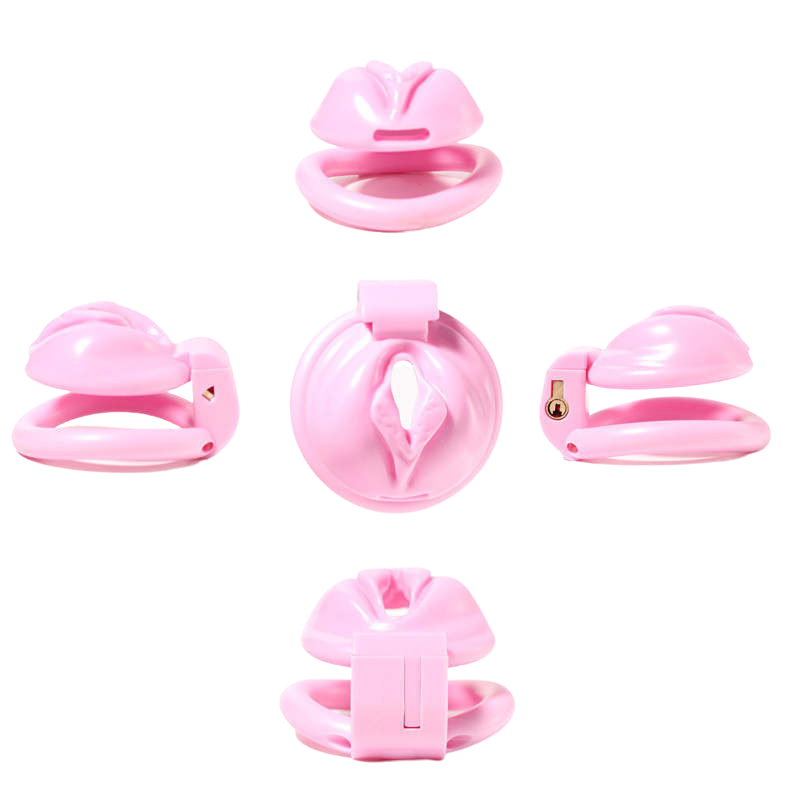 Pink Pussy Shaped Resin Chastity Cage, gallery view 4