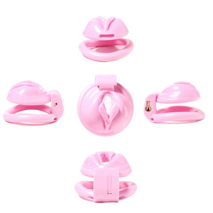 Pink Pussy Shaped Resin Chastity Cage