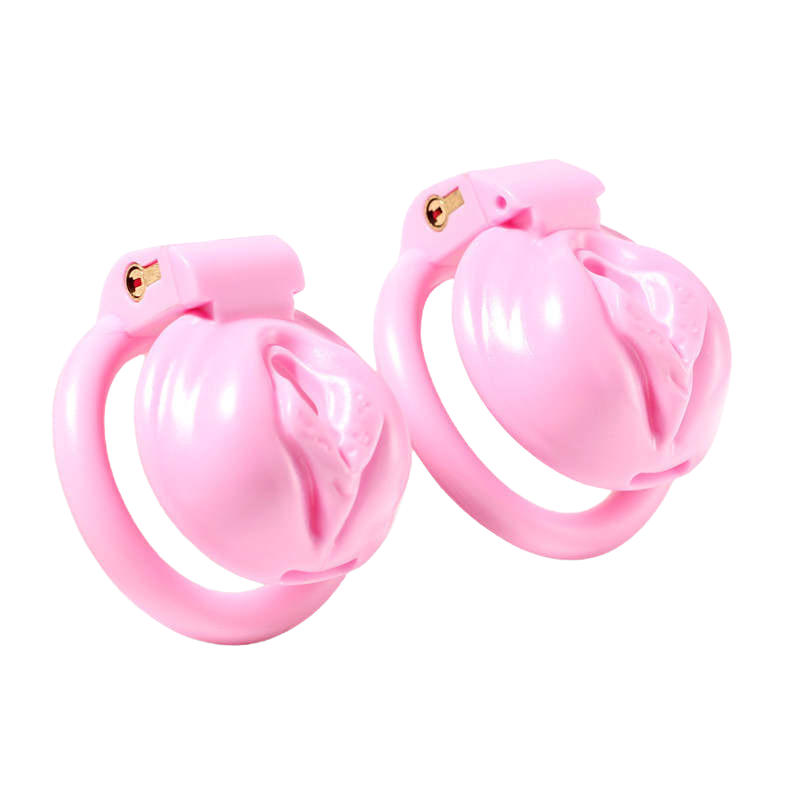 Pink Pussy Shaped Resin Chastity Cage, gallery view 3