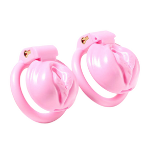 Pink Pussy Shaped Resin Chastity Cage