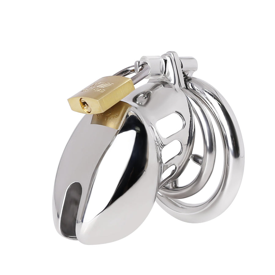 BDSM Stainless Steel Chastity Device With Spike Ring, gallery view 2