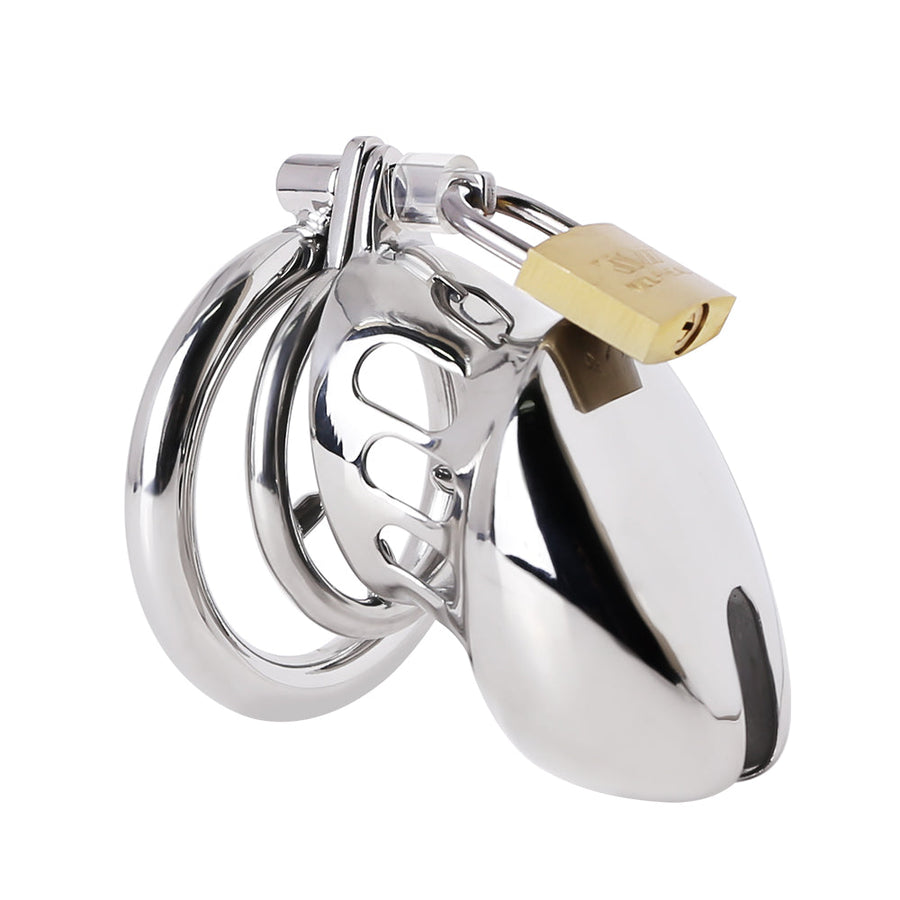 BDSM Stainless Steel Chastity Device With Spike Ring, gallery view 3