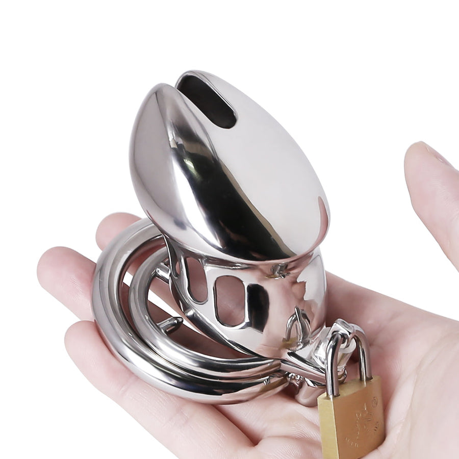 BDSM Stainless Steel Chastity Device With Spike Ring, gallery view 7