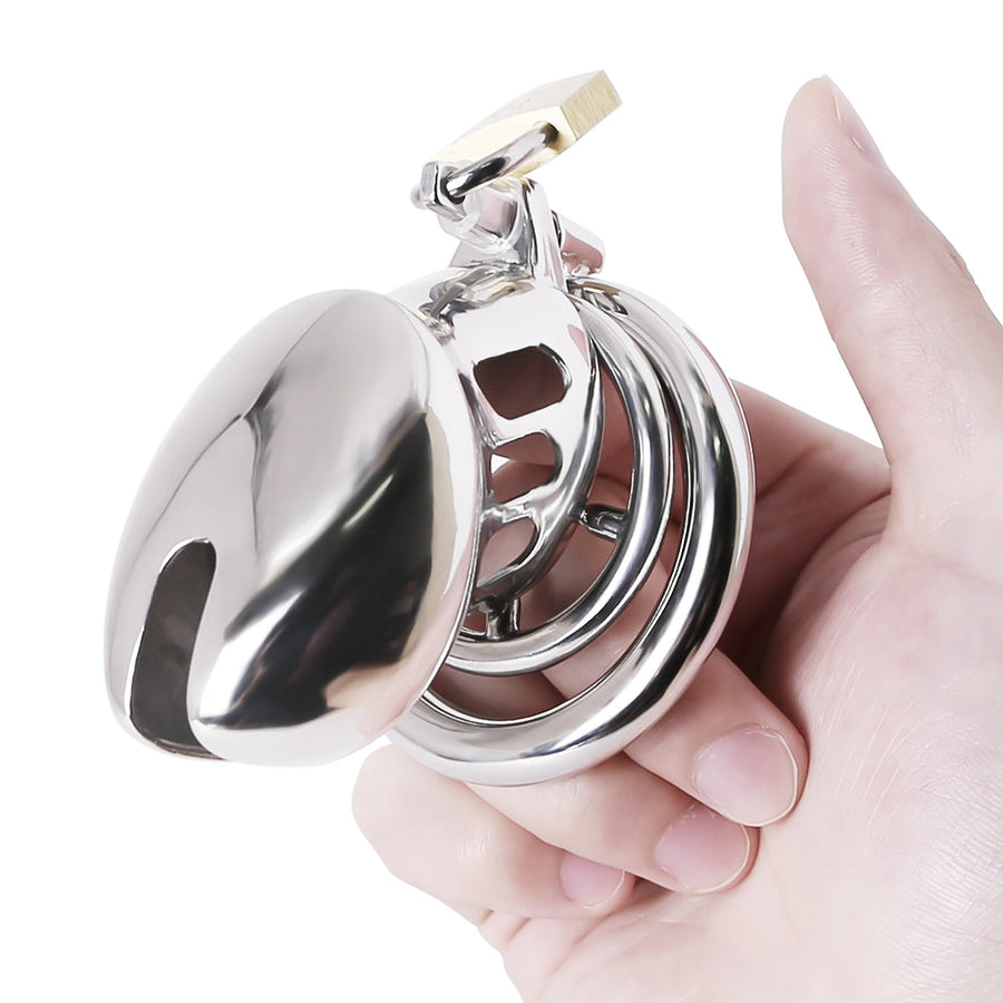 BDSM Stainless Steel Chastity Device With Spike Ring, gallery view 5
