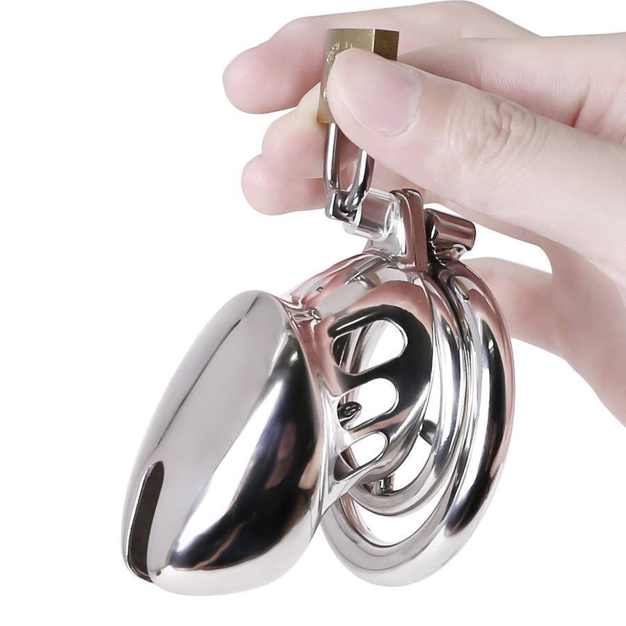 BDSM Stainless Steel Chastity Device With Spike Ring, gallery view 6