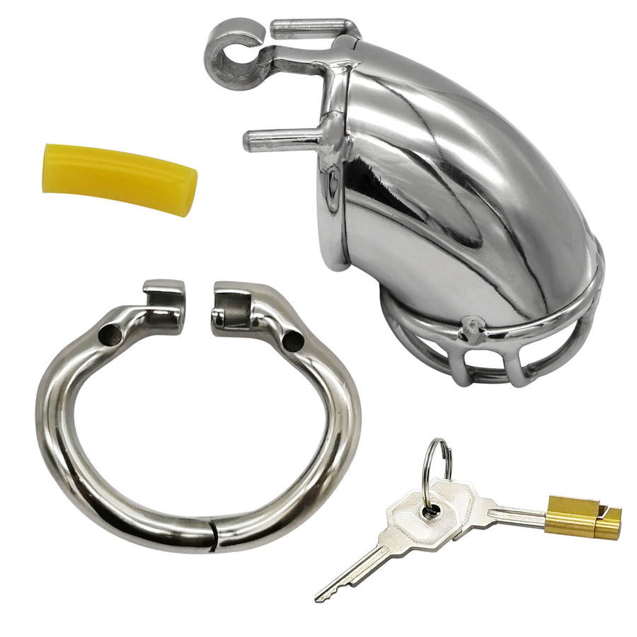 Bending Tube Stainless Steel Male Chastity Device, gallery view 3