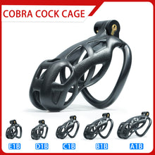 Load image into Gallery viewer, Black Cobra Chastity Cage Kit 1.77 To 4.13 Inches Long
