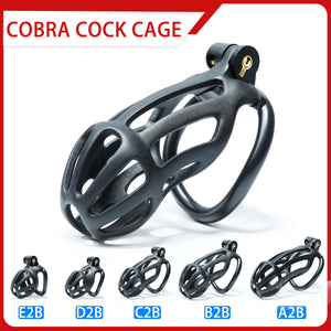 Black Stripe Cobra Chastity Cage Kit 1.77 To 4.13 Inches Long