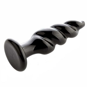 Black Spiral Glass Plug BDSM