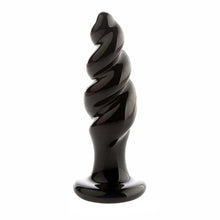 Load image into Gallery viewer, Black Spiral Glass Plug BDSM
