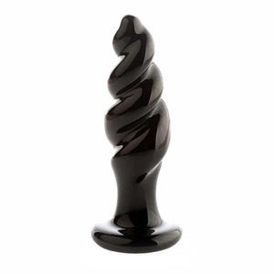 Black Spiral Glass Plug BDSM