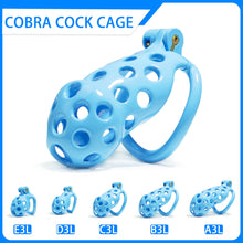 Load image into Gallery viewer, Blue Hole Cobra Chastity Cage Kit 1.77 To 4.13 Inches Long
