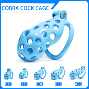 Blue Hole Cobra Chastity Cage Kit 1.77 To 4.13 Inches Long