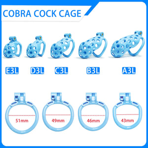 Blue Hole Cobra Chastity Cage Kit 1.77 To 4.13 Inches Long