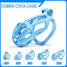 Load image into Gallery viewer, Blue Stripe Cobra Chastity Cage Kit 1.77 To 4.13 Inches Long
