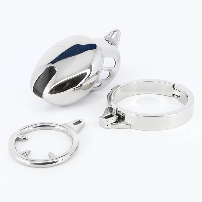 Bondage Stainless Steel Chastity Cage With Spike Ring, gallery view 3