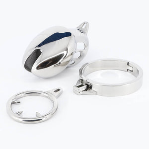 Bondage Stainless Steel Chastity Cage With Spike Ring