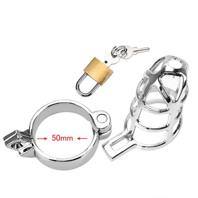 Ashley Metal Chastity Device 2.76 inches long Including 3 Rings, gallery view 4