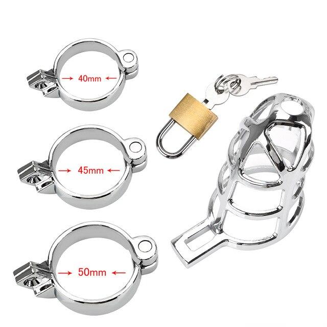 Ashley Metal Chastity Device 2.76 inches long Including 3 Rings, gallery view 3