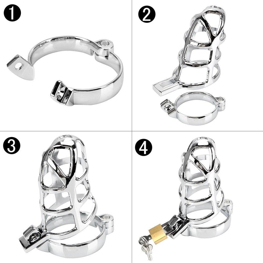 Ashley Metal Chastity Device 2.76 inches long Including 3 Rings, gallery view 5
