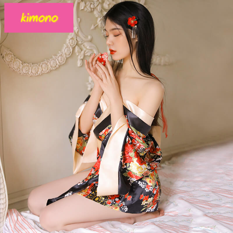 Deep V Print Kimono Sexy Suit, gallery view 3