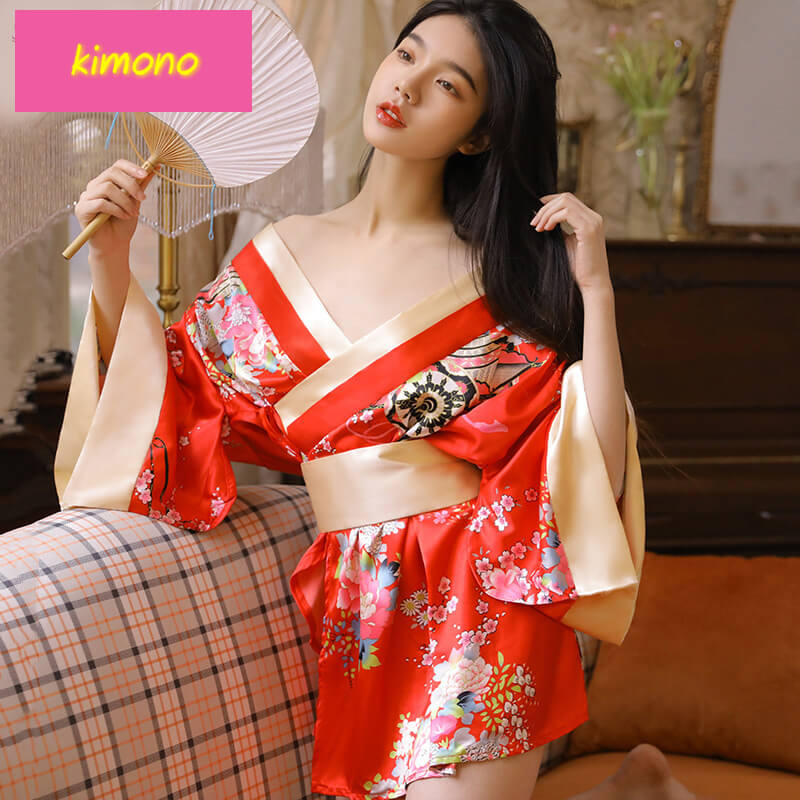 Deep V Print Kimono Sexy Suit, gallery view 5