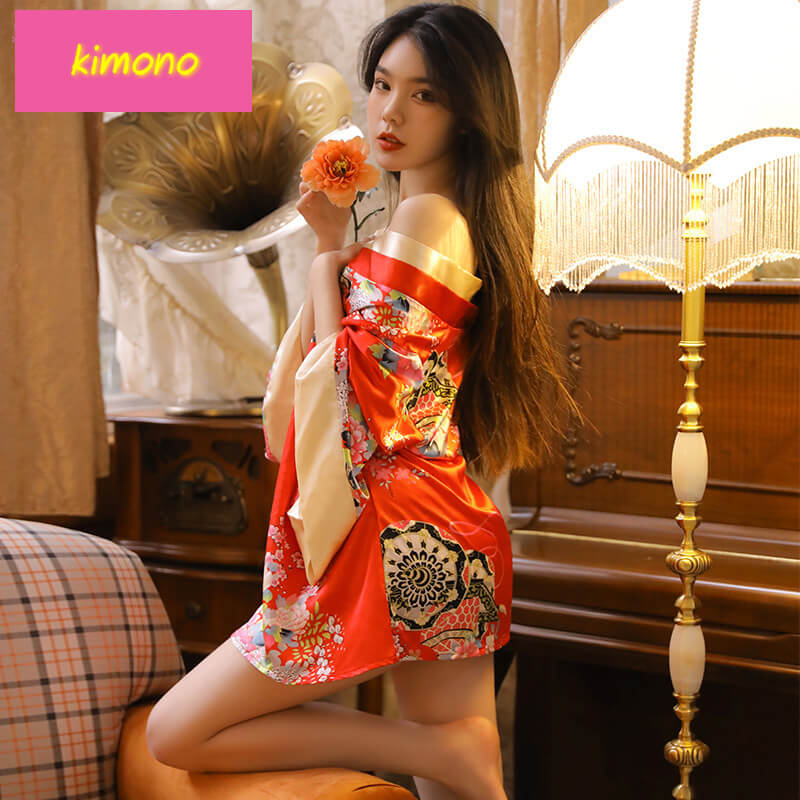 Deep V Print Kimono Sexy Suit, gallery view 6