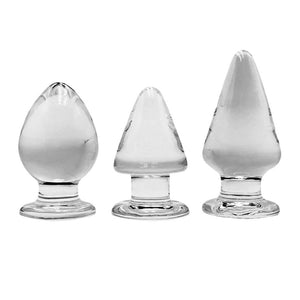 Plug anal en verre transparent de grande taille, 3 tailles