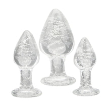 Lade das Bild in den Galerie-Viewer, Im Dunkeln leuchtender Buttplug aus Glas, 3-teiliges BDSM-Set
