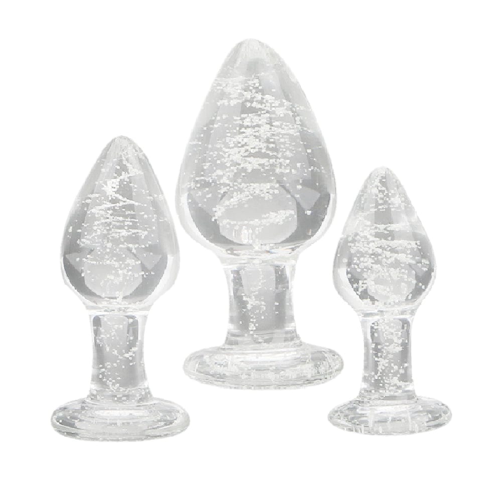 Im Dunkeln leuchtender Buttplug aus Glas, 3-teiliges BDSM-Set