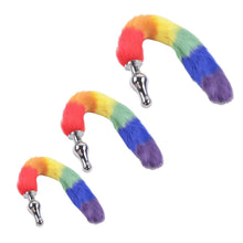 Load image into Gallery viewer, Rainbow-Colored Metallic Tail Butt Plug BDSM
