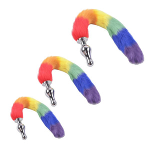 Rainbow-Colored Metallic Tail Butt Plug BDSM