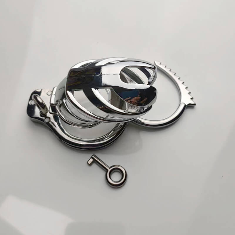 Handcuff Adjustable Metal Male Chastity Cage, gallery view 4