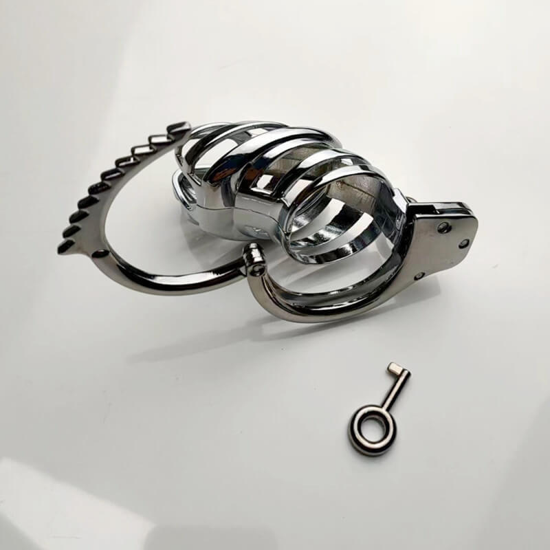 Handcuff Adjustable Metal Male Chastity Cage, gallery view 6