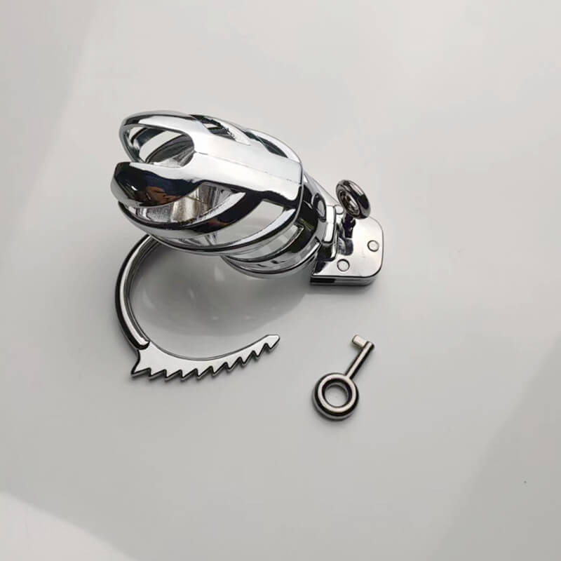 Handcuff Adjustable Metal Male Chastity Cage, gallery view 5