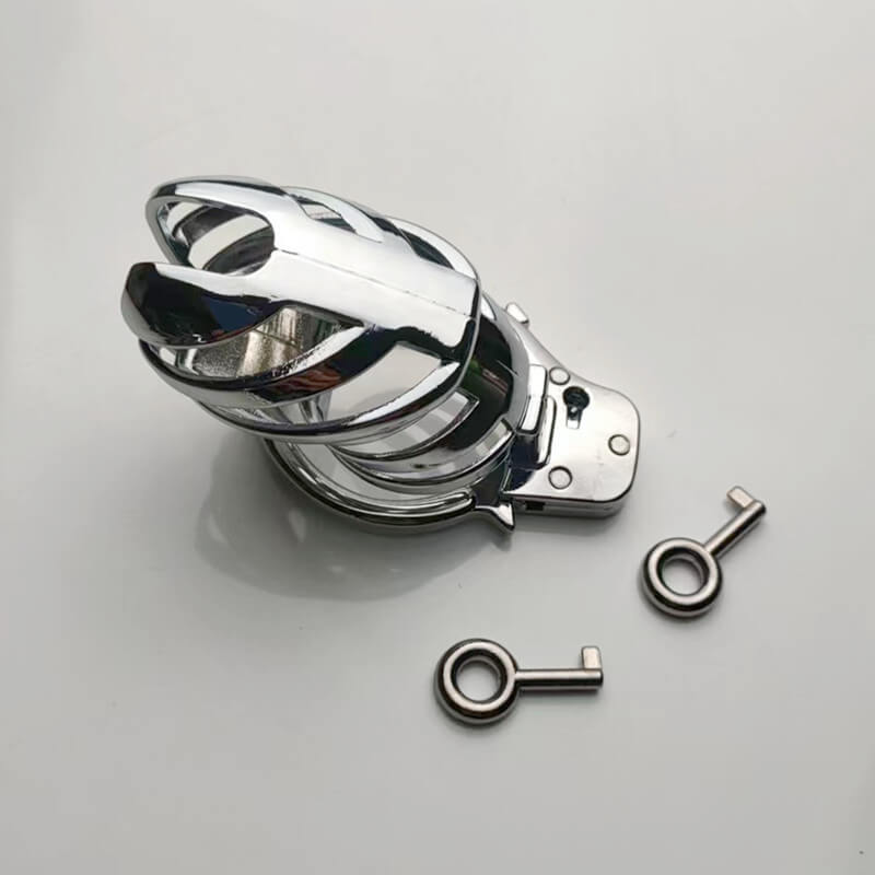 Handcuff Adjustable Metal Male Chastity Cage, gallery view 3
