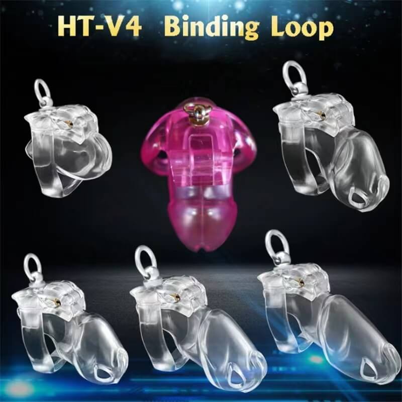 HT-V4 Cage with Binding Loop Ring Male Chastity Device product view