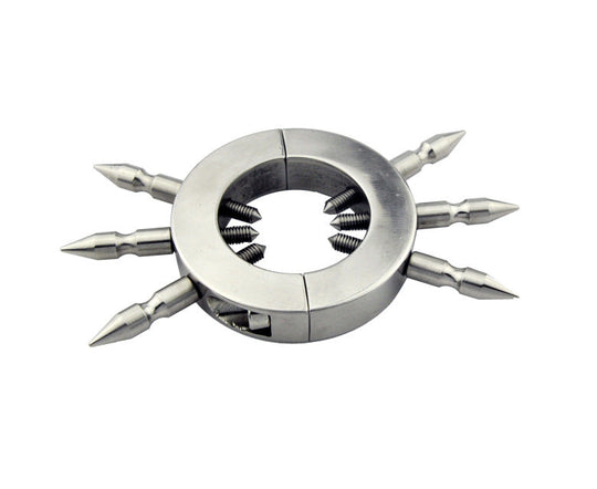 Locking Stainless Steel Cock Ring with Cruel Spikes product view