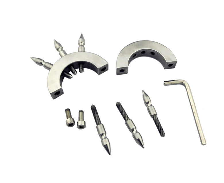 Locking Stainless Steel Cock Ring with Cruel Spikes, gallery view 3
