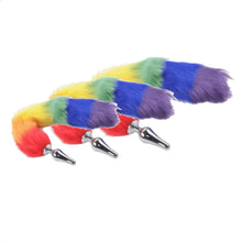 Load image into Gallery viewer, Rainbow-Colored Metallic Tail Butt Plug BDSM
