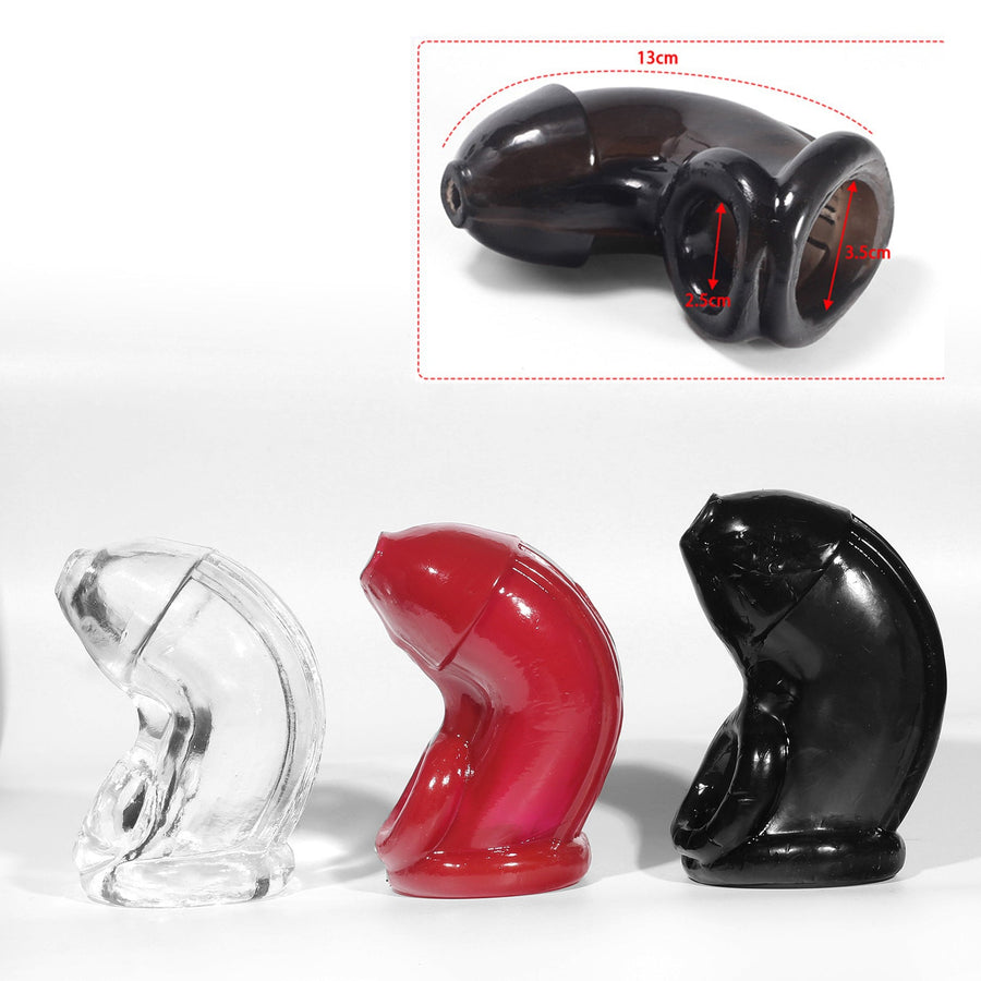 Male Chastity CockCage With Piss Urinal Flow Into Mouth Plug Gag Catheters Penis Cage, gallery view 4