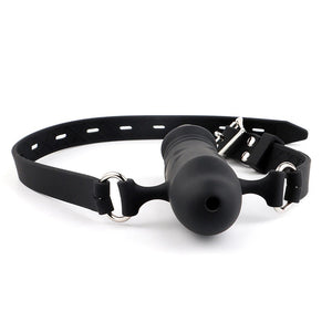 Black Double-Ended Open Mouth Dildo Gag