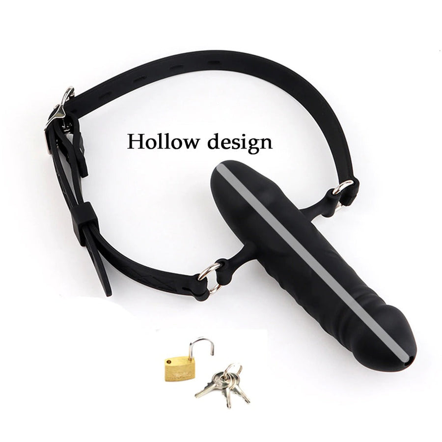 Black Double-Ended Open Mouth Dildo Gag, gallery view 5