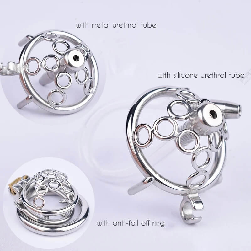 New Sissy Metal Welded Circles Chastity Cage, gallery view 5